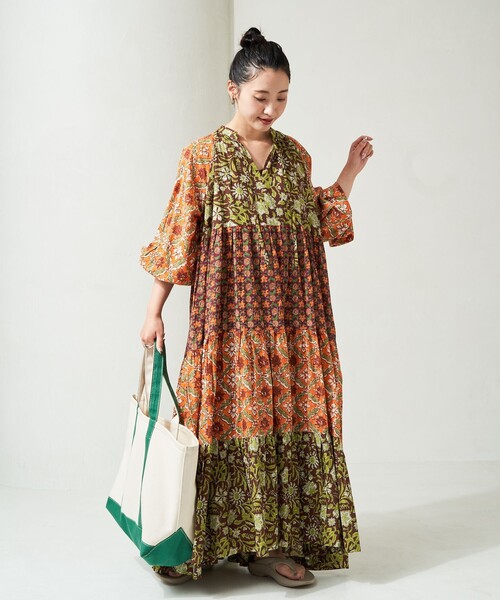 「Freada」 長袖ワンピース ONE SIZE ブラック レディース_画像6