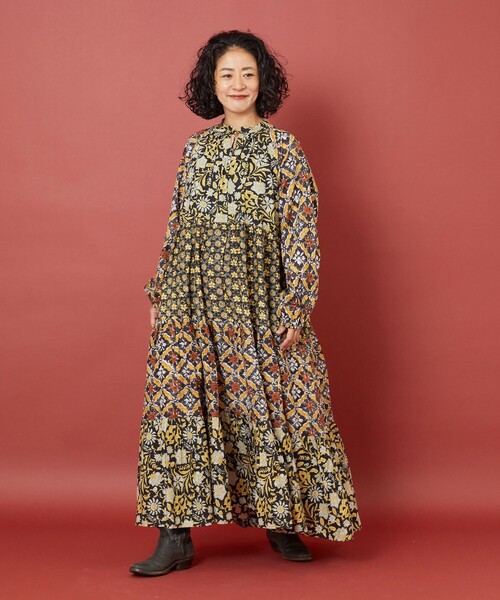 「Freada」 長袖ワンピース ONE SIZE ブラック レディース_画像9