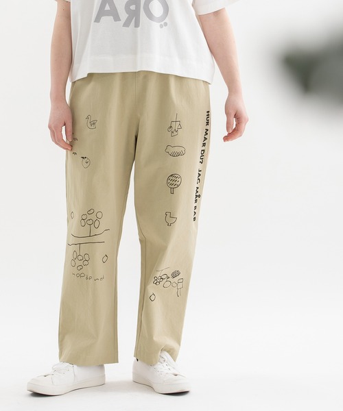 nop de nod（ノップドゥノッド） パンツ 落書きモチーフプリントパンツ