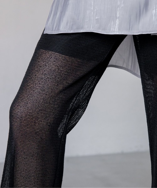 DIDU 2021 メッシュフレアパンツ レギンス アシメギャザーデザイン パンツ シアーメッシュフレアパンツ : ZOZOTOWN Yahoo!店 - 通販