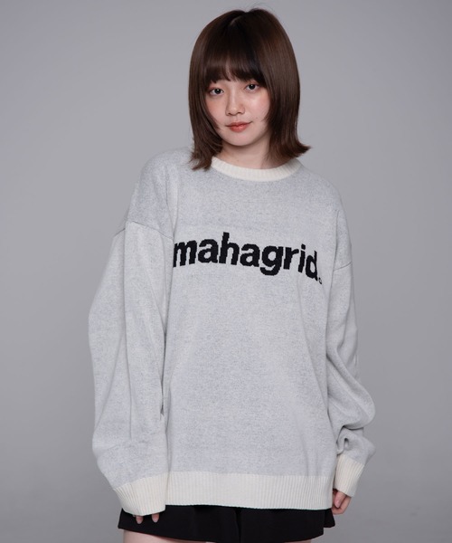 ニット セーター 「mahagrid/マハグリッド」BASIC LOGO KNIT SWEATER/ベーシックロゴ ニットセーター レディース メンズ