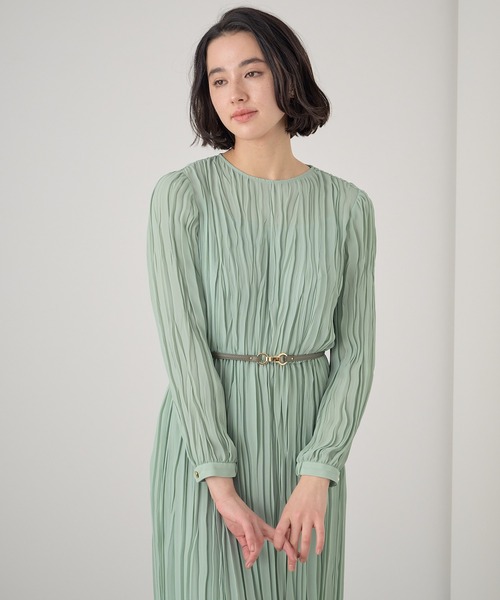 ANAYI ワンピース ランダムプリーツベルト付き : ZOZOTOWN Yahoo
