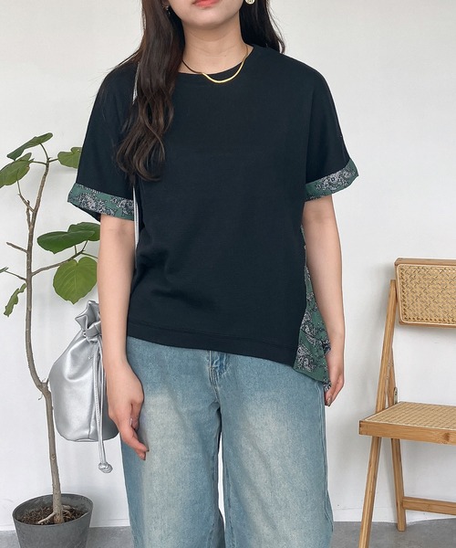 AS KNOW AS（アズノゥアズ） tシャツ 切替ワッフル半袖プルオーバー