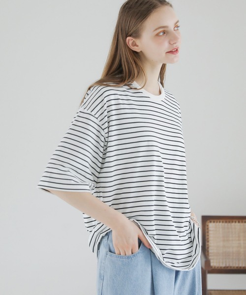 ASTRONOMY tシャツ ビッグシルエット無地＆ボーダー半袖Tシャツ メンズ