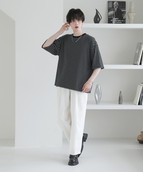 ASTRONOMY tシャツ ビッグシルエット無地＆ボーダー半袖Tシャツ メンズ