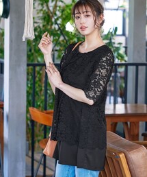 TOCCA アイボリー レースチュニック 4 Tiaclasse ブラウス シャツ 「洗える」スカラップレース