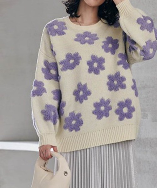 RANAN（ラナン） ニット セーター フラワージャカードニット