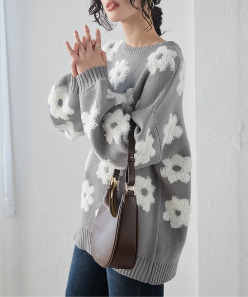 RANAN（ラナン） ニット セーター フラワージャカードニット
