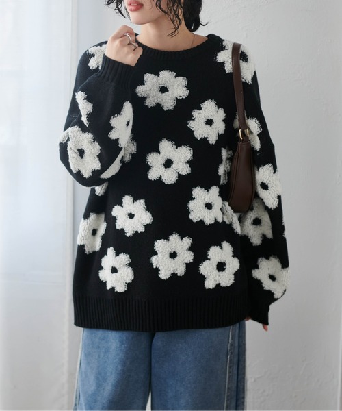 RANAN（ラナン） ニット セーター フラワージャカードニット