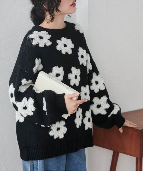 RANAN（ラナン） ニット セーター フラワージャカードニット