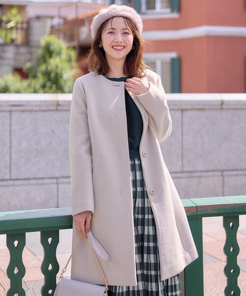 ファインウールモッサ ノーカラーコート ファインウールモッサ