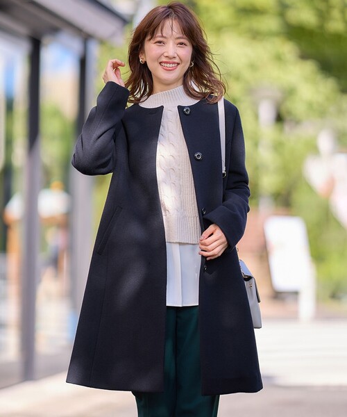 ファインウールモッサ ノーカラーコート ファインウールモッサ