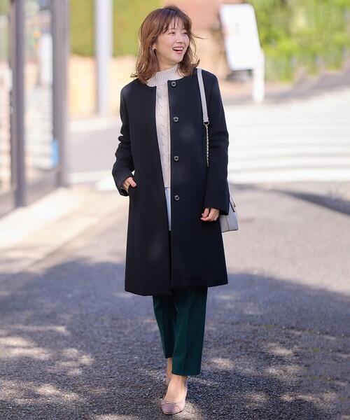 ファインウールモッサ ノーカラーコート ファインウールモッサ