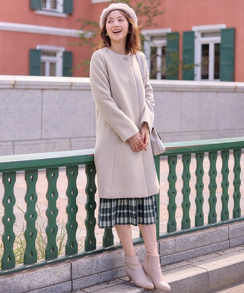 ファインウールモッサ ノーカラーコート ファインウールモッサ