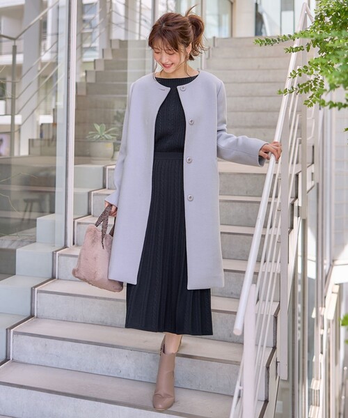 ファインウールモッサ ノーカラーコート ファインウールモッサ