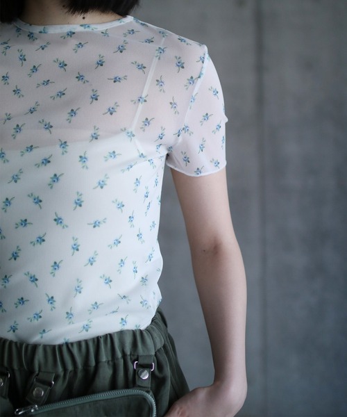 tシャツ FLORAL STRECH TULLE H/S TOP レディース メンズ
