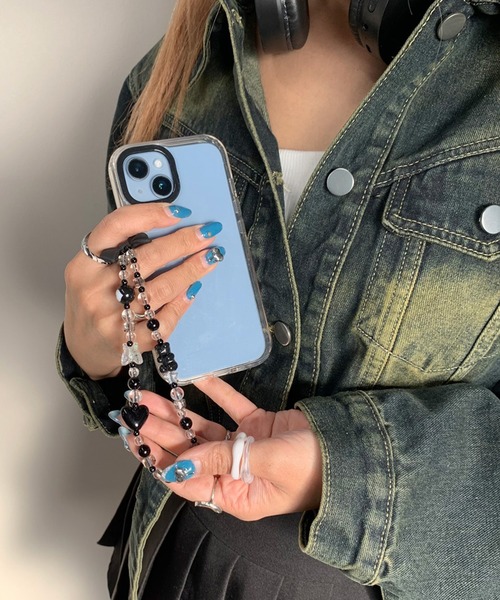 non-hedge（ノンヘッジ） リボンモチーフビーズチェーン携帯ストラップ