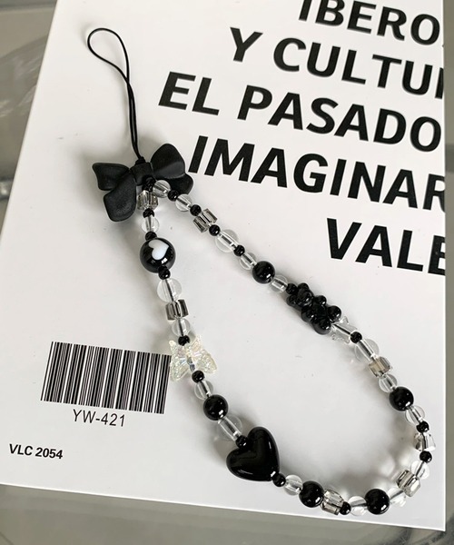 non-hedge（ノンヘッジ） リボンモチーフビーズチェーン携帯ストラップ