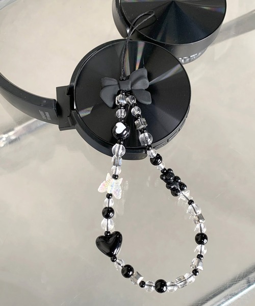 non-hedge（ノンヘッジ） リボンモチーフビーズチェーン携帯ストラップ