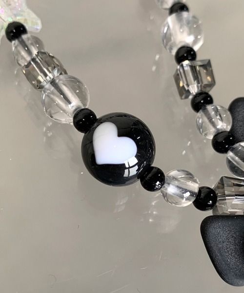 ⭐︎Bead⭐︎ non-hedge（ノンヘッジ） リボンモチーフビーズチェーン携帯ストラップ