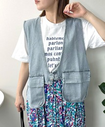 ブルネロクチネリ ジレ ベスト ダークブルー デニム風 ダブルブレスト超美品 ブルネロクチネリ ジレ ベスト ダークブルー デニム風 ダブル