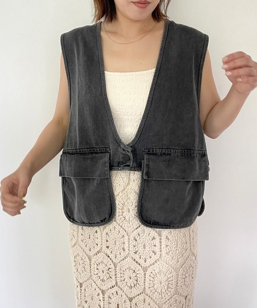 CRB ベスト ジレ デニムショートベスト レディース : ZOZOTOWN