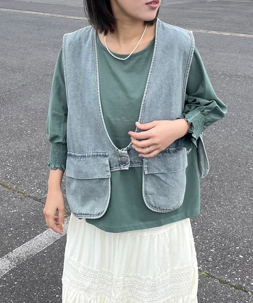 バックオープンショートジレGRY バックオープンショートジレGRY