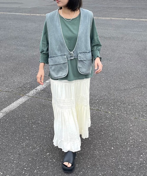 CRB ベスト ジレ デニムショートベスト レディース : ZOZOTOWN