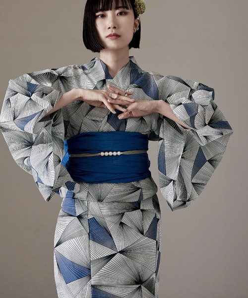 asaka 浴衣 浴衣セット レディース 綿仕立て上がり浴衣 帯つき2点