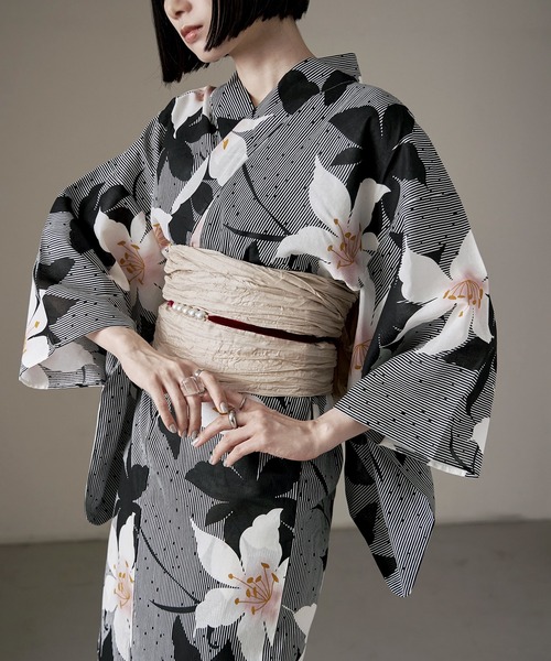 asaka 浴衣 浴衣セット レディース 綿仕立て上がり浴衣 帯つき2