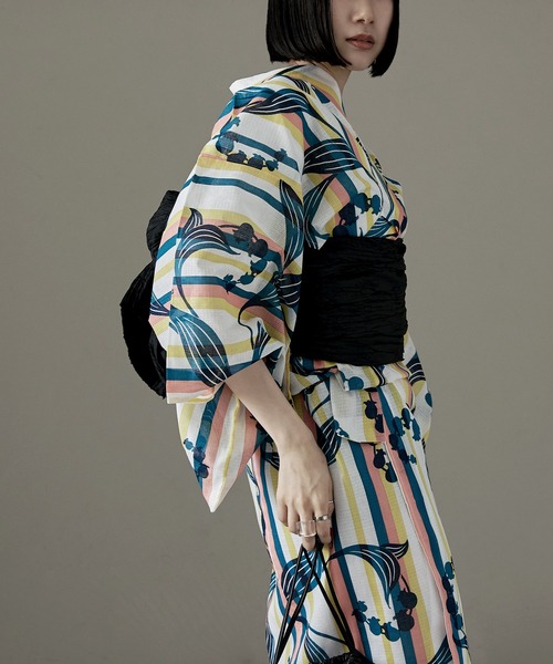 asaka 浴衣 浴衣セット レディース 綿仕立て上がり浴衣 帯つき2