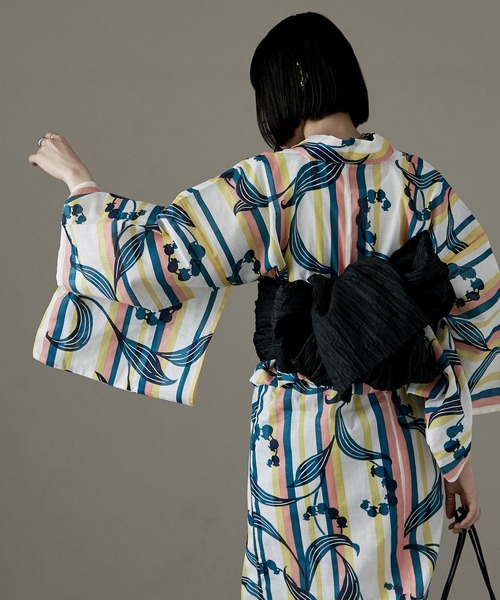 asaka 浴衣 大人浴衣ブランドasaka 綿仕立て上がり浴衣 帯つき2