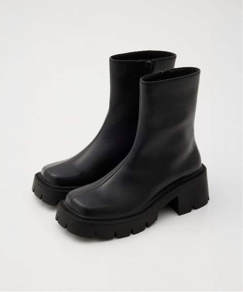 rienda（リエンダ） ブーツ スクエアトゥースリムタンクソールブーツ