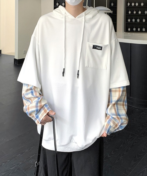 パーカー 「FVLMEN」fake layered sweat pullover parka/フェイク