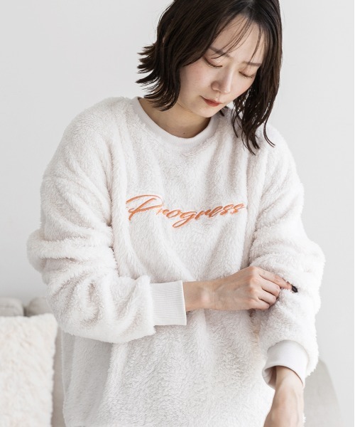 ad thie（アドティエ） トレーナー スウェット 刺繍ロゴ ボアプル