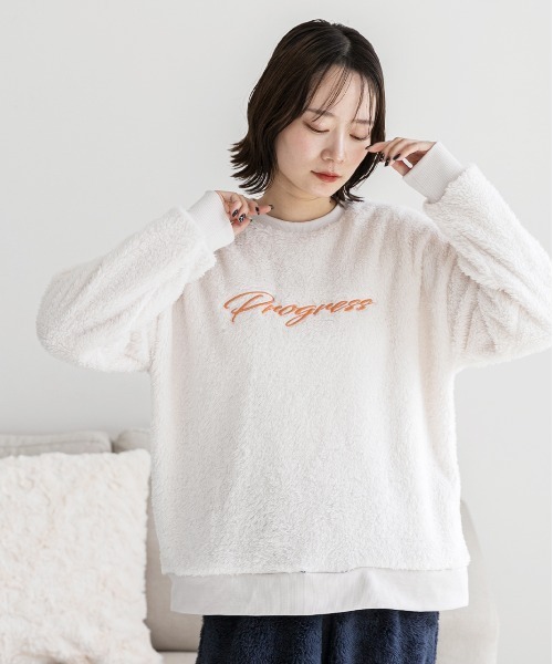 ad thie（アドティエ） トレーナー スウェット 刺繍ロゴ ボアプル
