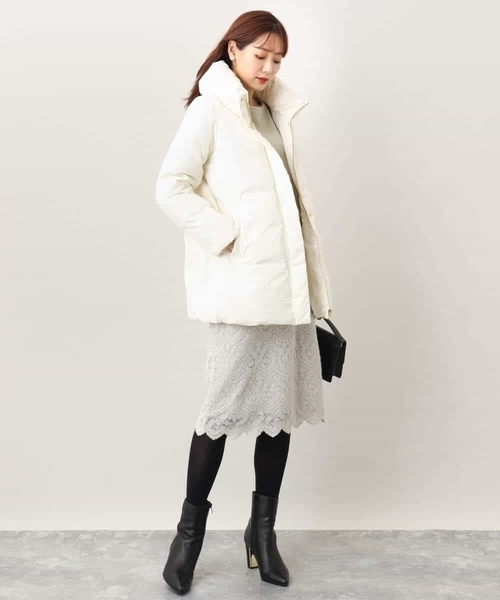 ★限定タイムセール★ 極美品♡PLST♡ ミドル丈 ダウンコート オフホワイト OFUON le MK（オフオン ル エムケー） ダウンコート ダウンジャケット