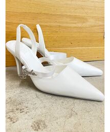 GYDA パンプス heelストラップモチーフ付きポインテッドミュール