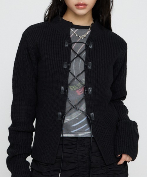 ニット セーター FRONT LACE UP ニット レディース
