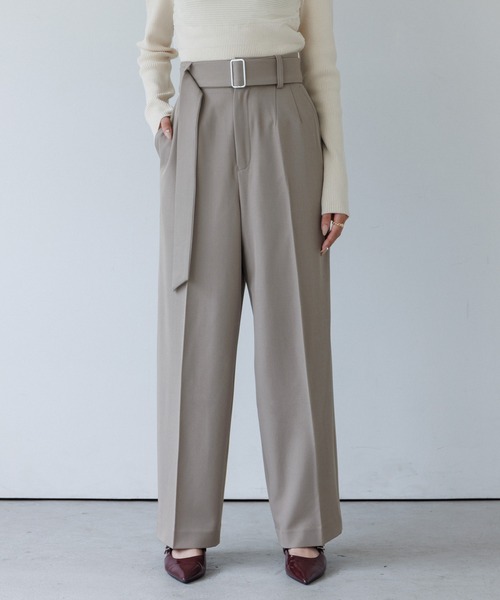 スラックス パンツ belt set 2tuck pants（ベルトセット2タックパンツ