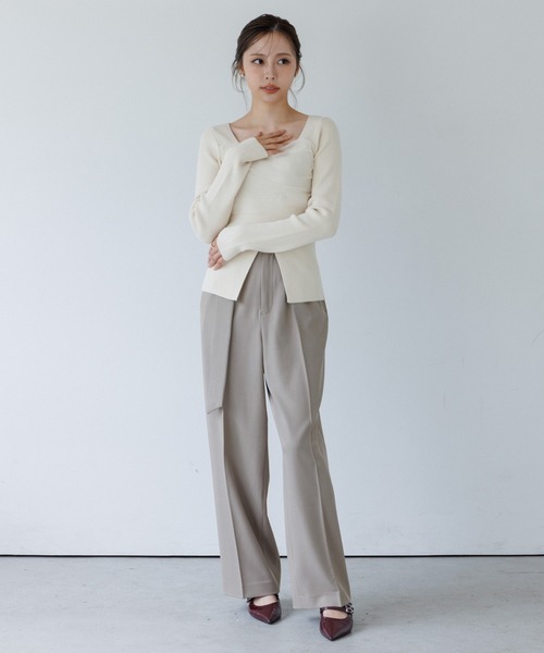 スラックス パンツ belt set 2tuck pants（ベルトセット2タックパンツ
