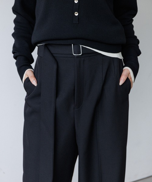 スラックス パンツ belt set 2tuck pants（ベルトセット2タックパンツ