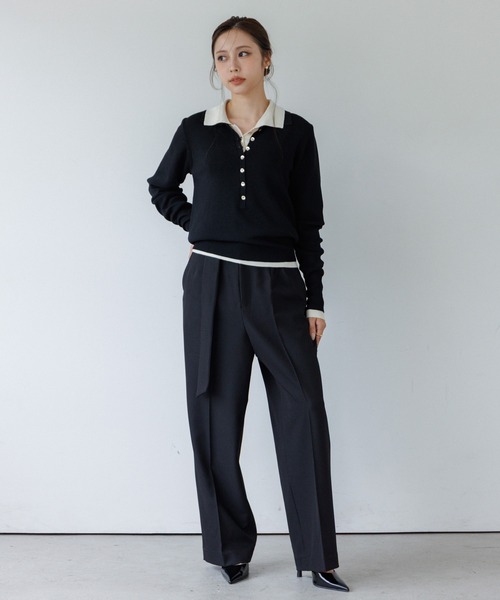 スラックス パンツ belt set 2tuck pants（ベルトセット2タックパンツ