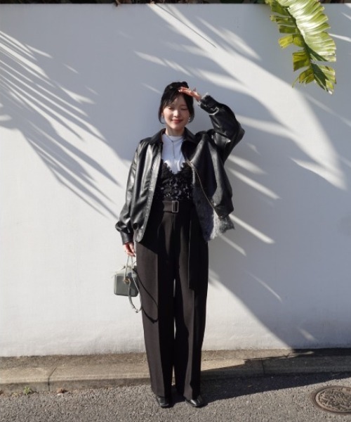 スラックス パンツ belt set 2tuck pants（ベルトセット2タックパンツ