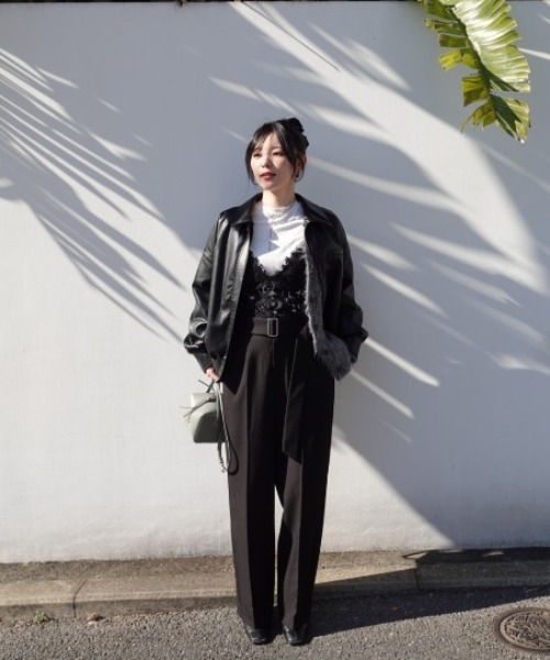 スラックス パンツ belt set 2tuck pants（ベルトセット2タックパンツ