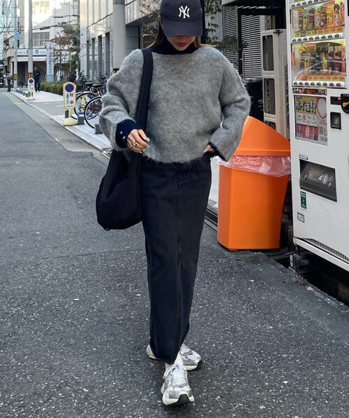 極美品✨Discoat シャギーニット セーター ネイビー Fサイズ ふわふわ 9色展開!/WEB限定】ブークレシャギープルオーバー《ユニセックス