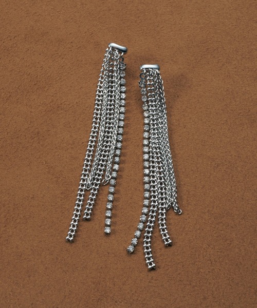 yu✩.* GOLDY ピアス フリンジ チェーン ビジュー レディース : ZOZOTOWN