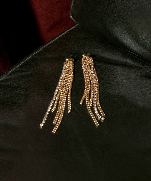 GOLDY ピアス フリンジ チェーン ビジュー レディース : ZOZOTOWN