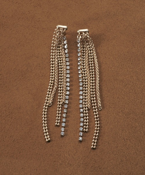 GOLDY ピアス フリンジ チェーン ビジュー レディース : ZOZOTOWN