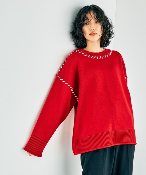 LEPSIM（レプシィム） ニット セーター 5ゲージハンドステッチプル